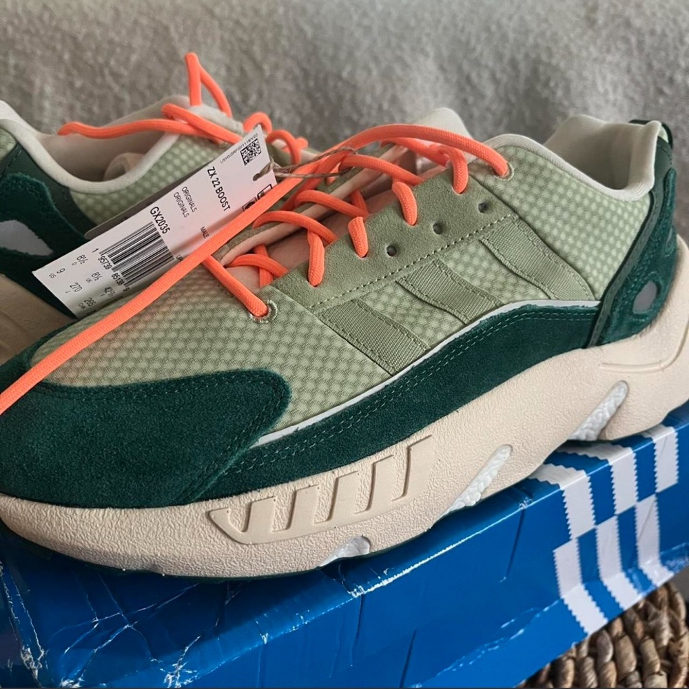 Adidas ZX 22 Boost in Green and Neon Orange